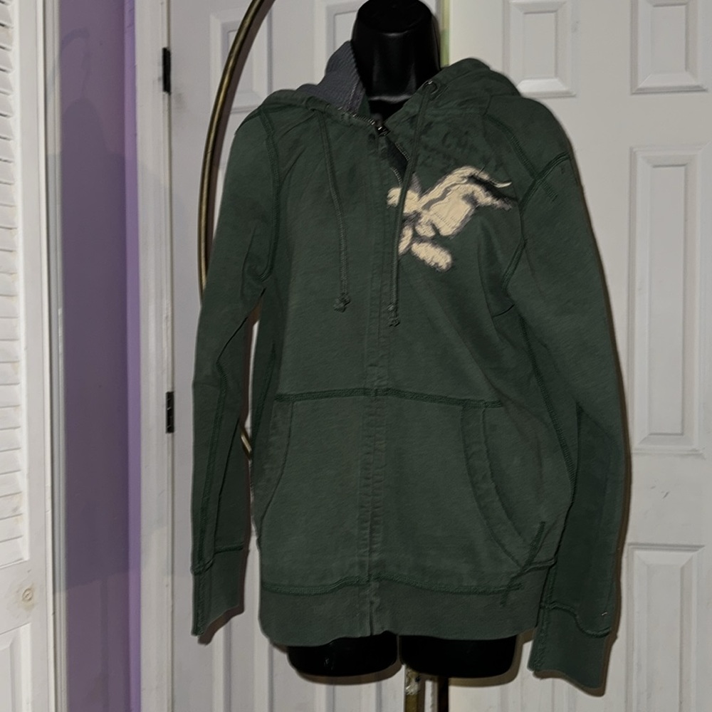 Women’s Green Vintage Fit American Eagle Full Zip Fleece Hoodie- Size M